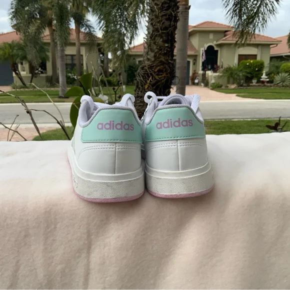 Adidas Women's White and Light Green Sneakers - Picture 5 of 13